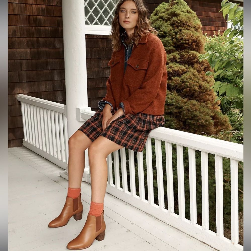 Madewell The Regan Boot Tan Leather - Heeled Chelsea Boot Style Pull-On Size 8.5